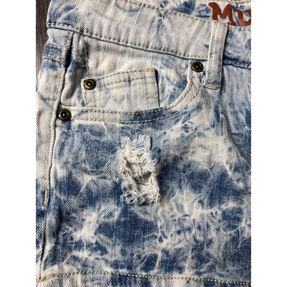 Vintage Y2K Mudd Acid Wash Denim Shorts Low Rise Size 9 Distressed - Picture 7 of 7